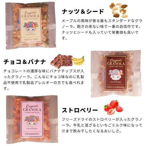 【食べきりサイズ】グラノーラお試し3点セット/プレーン・チョコ・いちご
